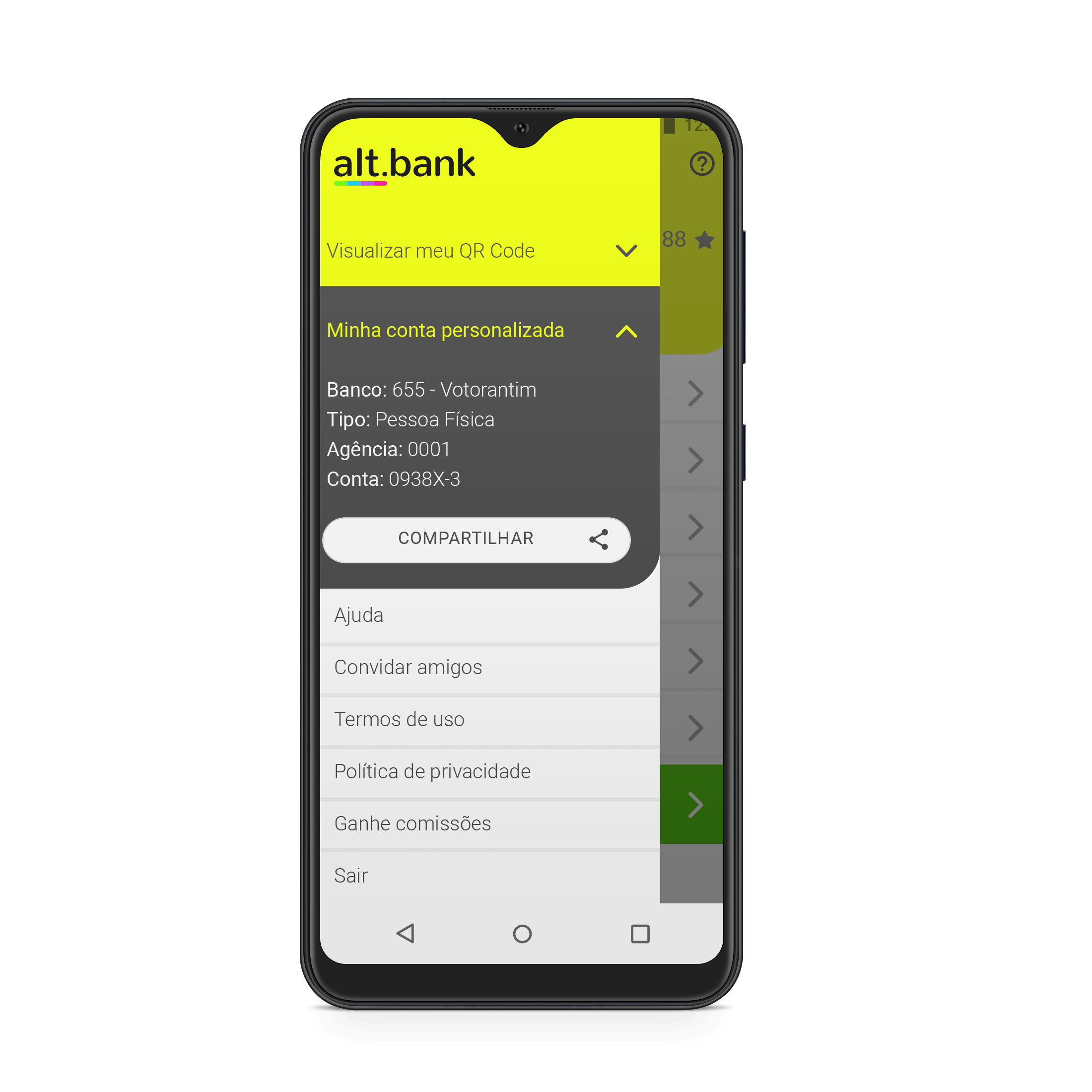 receber-salario-altbank smartphone com aplicativo altbank aberto